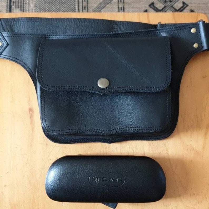 Handmade Leather Utility Waist Bag With Adjustable Belt, Leather Hip Belt bag, Festival Fanny Pack , Gift for her zdjęcie 2
