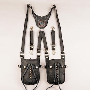 Burning Man Leather Holster Bag, Leather Holster Belt, Utility Harness, Festival Belt, Pocket Holster, Steampunk Utility Holster Bag