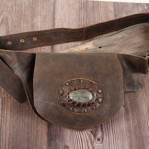 Handmade Leather Waist Bag with Adjustable Belt, Festival Fanny Pack, Leather Hip Bag, Gift for her