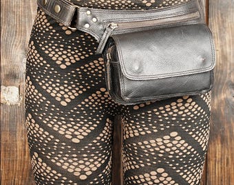 Handmade Leather Thigh Bag: Steampunk Festival Hip Pack with Secure Pocket for Travel Riding