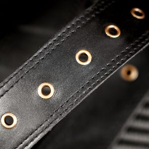 Men's black genuine leather waist bag with antique brass buckles