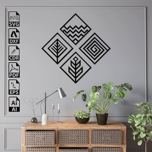Four Elements Laser Cut Files: Geometric Wall Art SVG DXF (Digital Download)