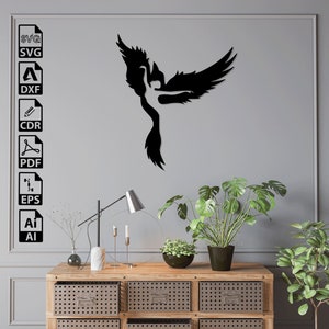 Fichiers SVG DXF découpés au laser Phoenix Bird Dance - Cricut, CNC, art mural, vecteur, modèle, gravure, téléchargement immédiat