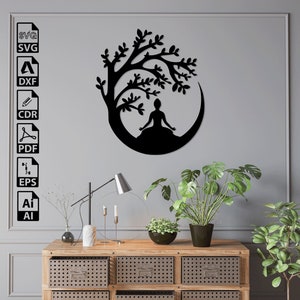 Tree Of Life Yoga Meditation Chakra Laser Cut SVG DXF Files – Cricut, CNC, Wall Art, Vector, Template, Engraving, Instant Download
