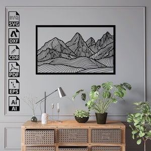 Pliki 3D Geometryczne Góry Cięte Laserowo SVG DXF – Cricut, CNC, Sztuka Ścienna, Wektor, Szablon, Grawerowanie, Natychmiastowe Pobieranie