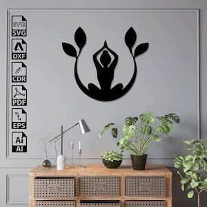 Yoga Namaste Chakra Meditation Laser Cut SVG DXF Files – Cricut, CNC, Wall Art, Vector, Template, Engraving, Instant Download