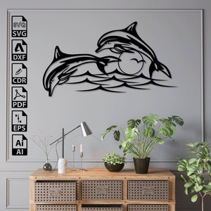 Fichiers DXF SVG découpés au laser Dauphin - Cricut, CNC, art mural, vecteur, modèle, gravure, téléchargement immédiat