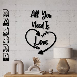 Love Couple Heart Laser Cut SVG DXF Files – Cricut, CNC, Wall Art, Vector, Template, Engraving, Instant Download