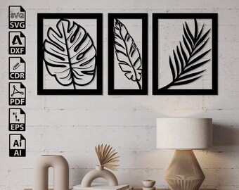 Monstera Leaf Laser Cut Files: SVG, DXF, CNC, Wall Art (Digital Download)