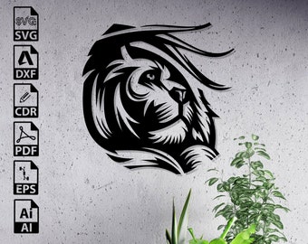 File di taglio laser della testa di leone: modello vettoriale SVG DXF CNC (download digitale)
