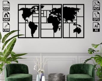 Globe dxf world svg file wall sticker pdf silhouette template glowforge cnc cutting router digital vector instant download