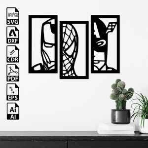 Super Hero Laser Cut SVG DXF Files – Cricut, CNC, Wall Art, Vector, Template, Engraving, Instant Download