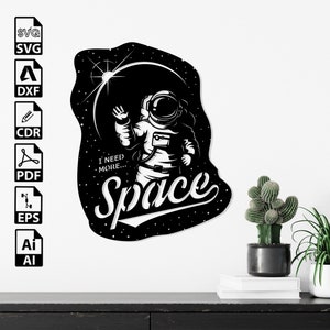 Astronaut Weltraum Planet Mond Laser-Schnitt SVG-DXF-Dateien - Cricut, CNC, Wandkunst, Vektor, Vorlage, Gravur, Sofort-Download
