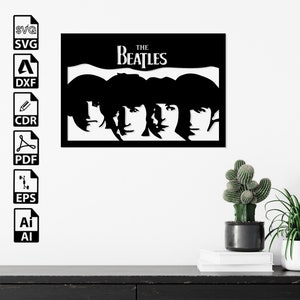 Die Beatles Laser geschnitten SVG-DXF-Dateien - Cricut, CNC, Wandkunst, Vektor, Vorlage, Gravur, Sofort-Download