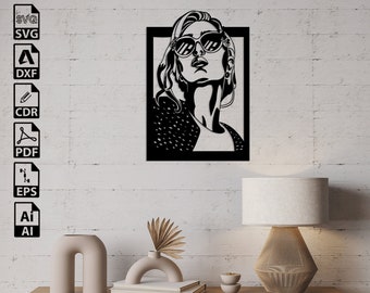 Woman Face SVG DXF: Laser Cut Files, Wall Art (Digital Download)