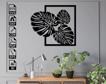 Monstera Leaf Laser Cut Files: SVG, DXF, CNC, Wall Art (Digital Download)
