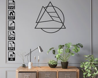 Geometric Wall Art: Laser Cut Triangle Circle Design (SVG DXF Files)