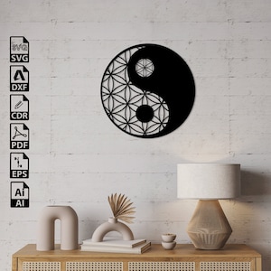 Yin Yang White Black Laser Cut SVG DXF Files – Cricut, CNC, Wall Art, Vector, Template, Engraving, Instant Download