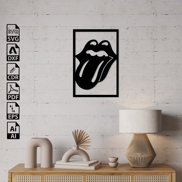 The Rolling Stones Tongue Lips Dxf Svg Pdf Digital Download Laser Cut Cnc Cutting Router Files Cricut Silhouette Vinyl Decal Vector Sticker