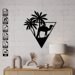 Egypt Palm Tree Camel Desert Dxf Svg Digital Download Laser Cut Cnc Cutting Router Glowforge Files Cricut Engraving Silhouette Vinyl Sticker
