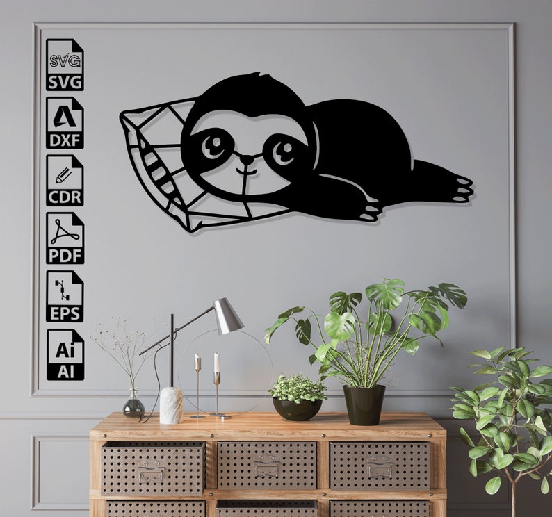Sloth Laser Cut SVG DXF Files – Cricut, CNC, Wall Art, Vector, Template ...