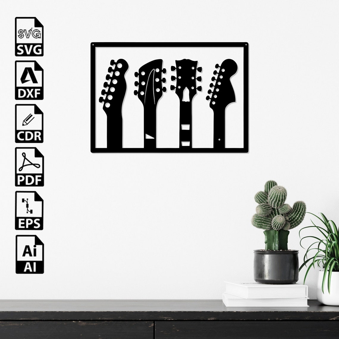 Classical Electric Bass Guitar Dxf Svg Pdf Cdr Ai Digital