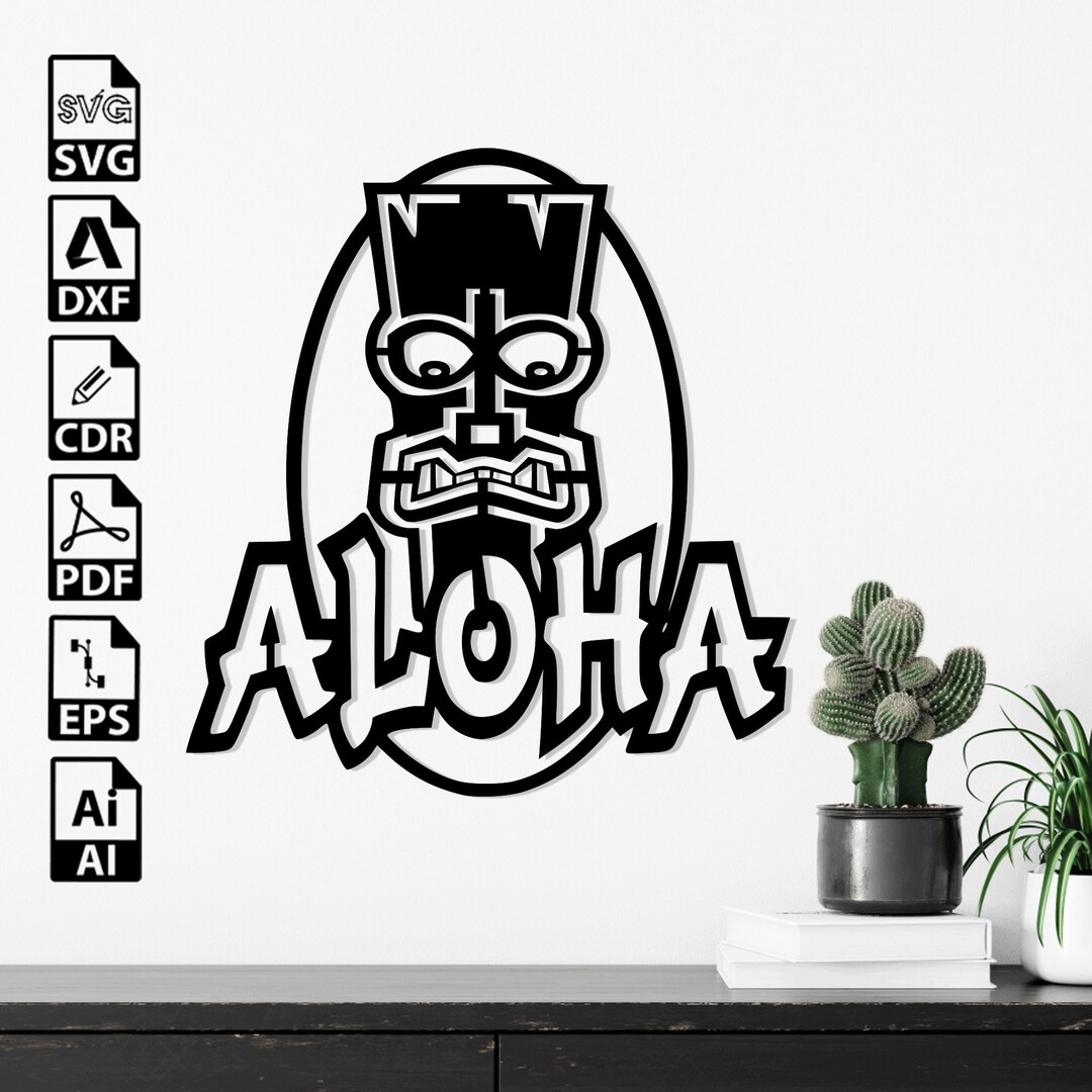Aloha Tiki Mask Laser Cut SVG DXF Files โ Cricut, CNC, Wall Art, Vector ...