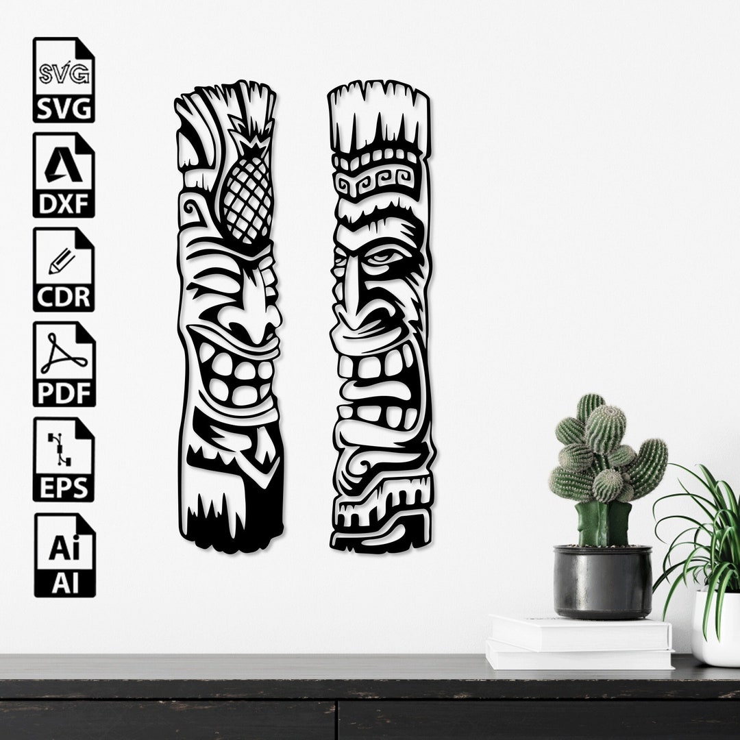 Fijian Mask, Tiki Mask Dxf Svg Pdf Digital Download Laser Cut Cnc ...