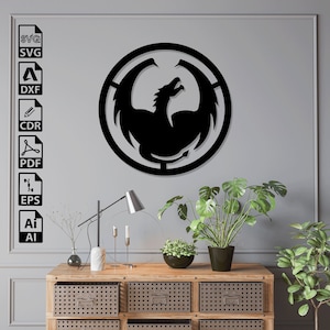Dragon Dxf Svg Pdf Digital Download Wyvern Laser Cut Cnc Cutting Router Files Cricut Engraving Silhouette Vinyl Decal Vector Sticker