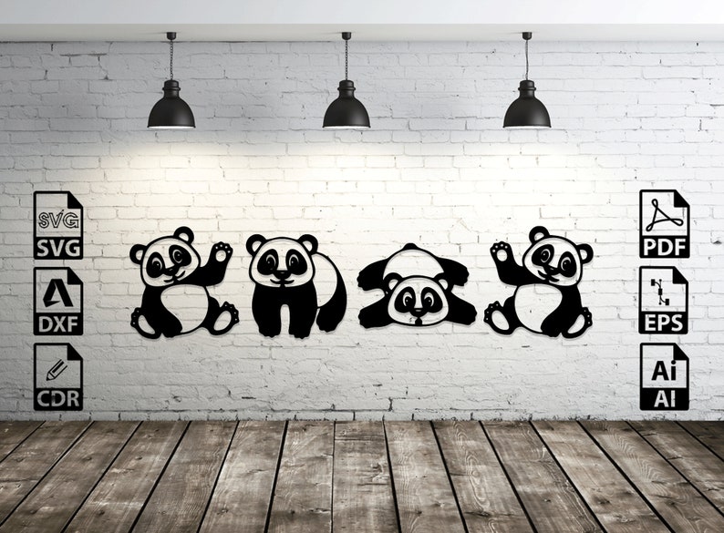 Panda Dxf Baby Animals Svg Pdf Digital Download Laser Cut Cnc Cutting ...