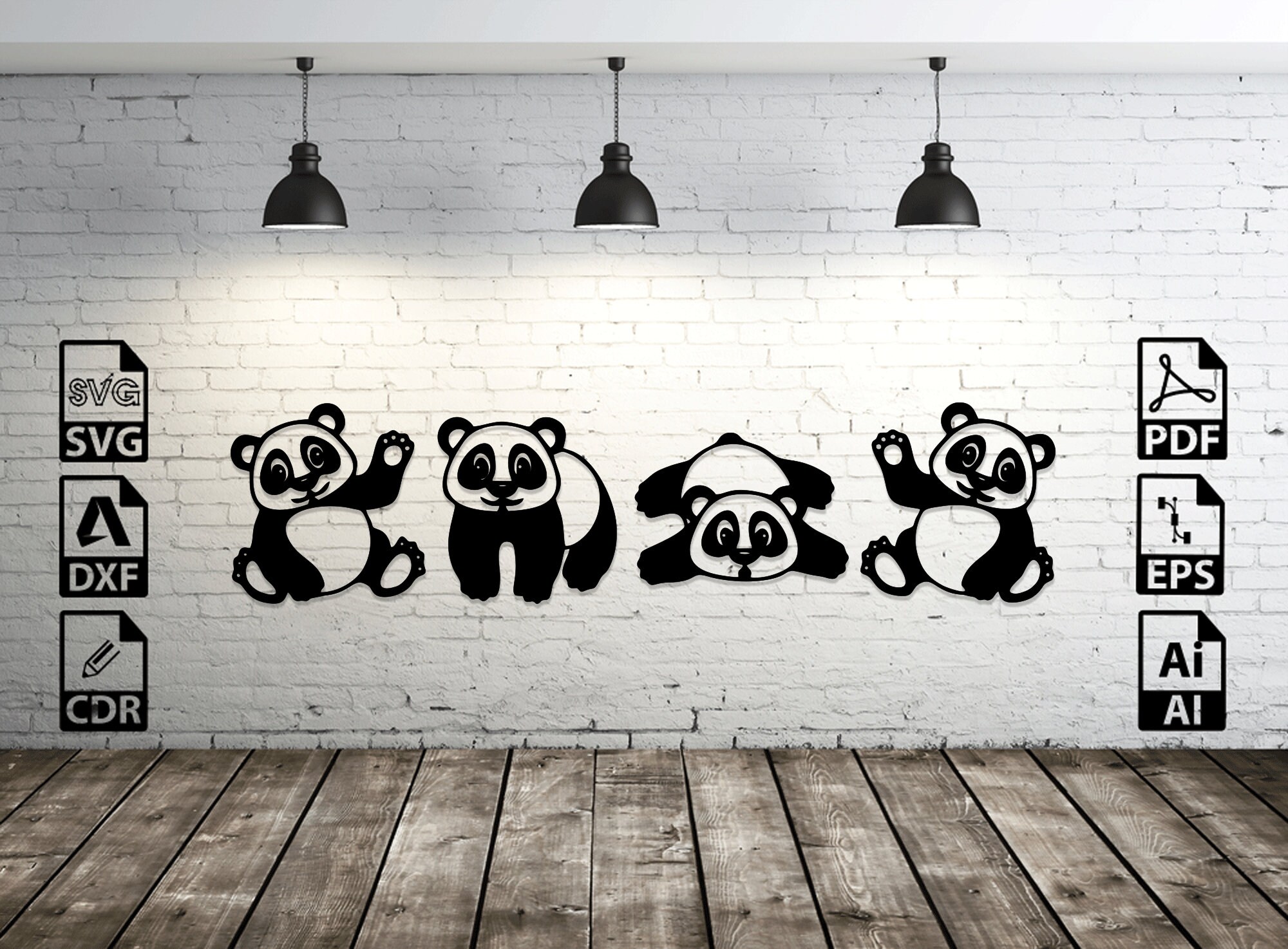 Panda Dxf Baby Animals Svg Pdf Digital Download Laser Cut Cnc Cutting ...