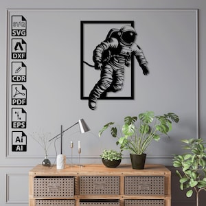 Astronaut ruimteplaneet lasergesneden SVG DXF-bestanden – Cricut, CNC, kunst aan de muur, vector, sjabloon, gravure, Instant Download