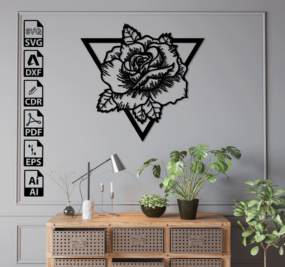 Rose Laser Cut File: Floral Wall Art, CNC Router, Cricut (digital ...