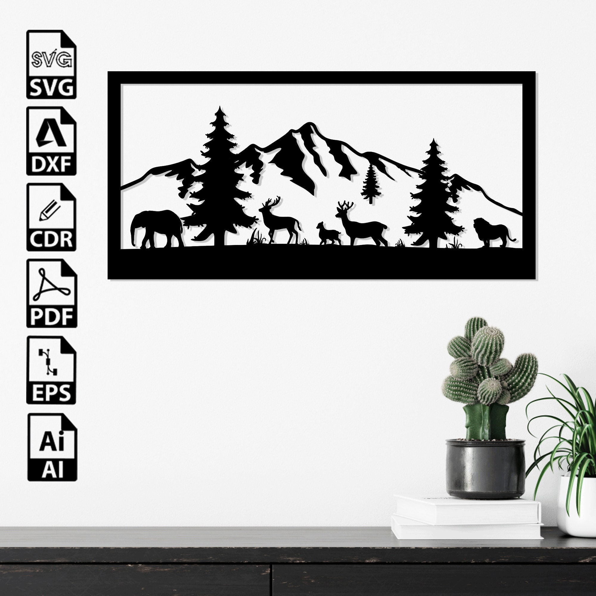 Nature Forest Dxf Animals Svg Pdf Digital Download Laser Cut Cnc