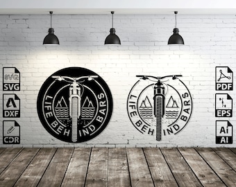 Bicycle Life Behind Bars Design: Laser Cut Files (Digital Download)