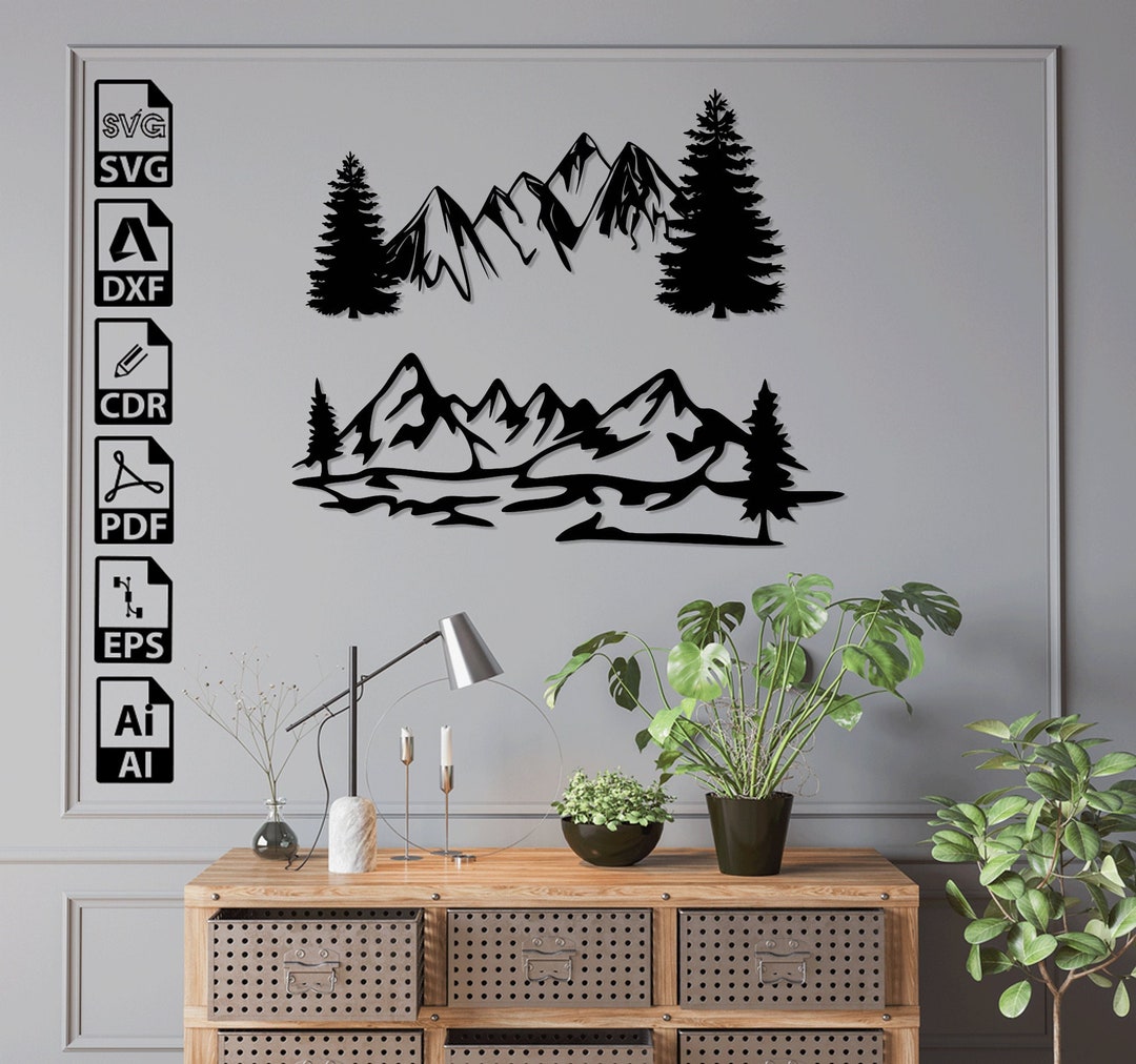 Mountain Forest Nature Dxf Forest Svg Digital Download Laser - Etsy