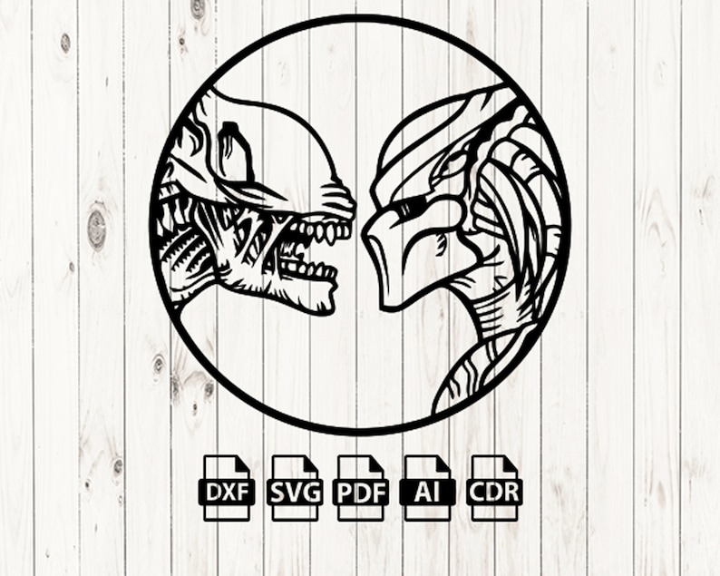 Alien Vs Predator SVG DXF: Laser Cut Files, Wall Art (digital Download ...