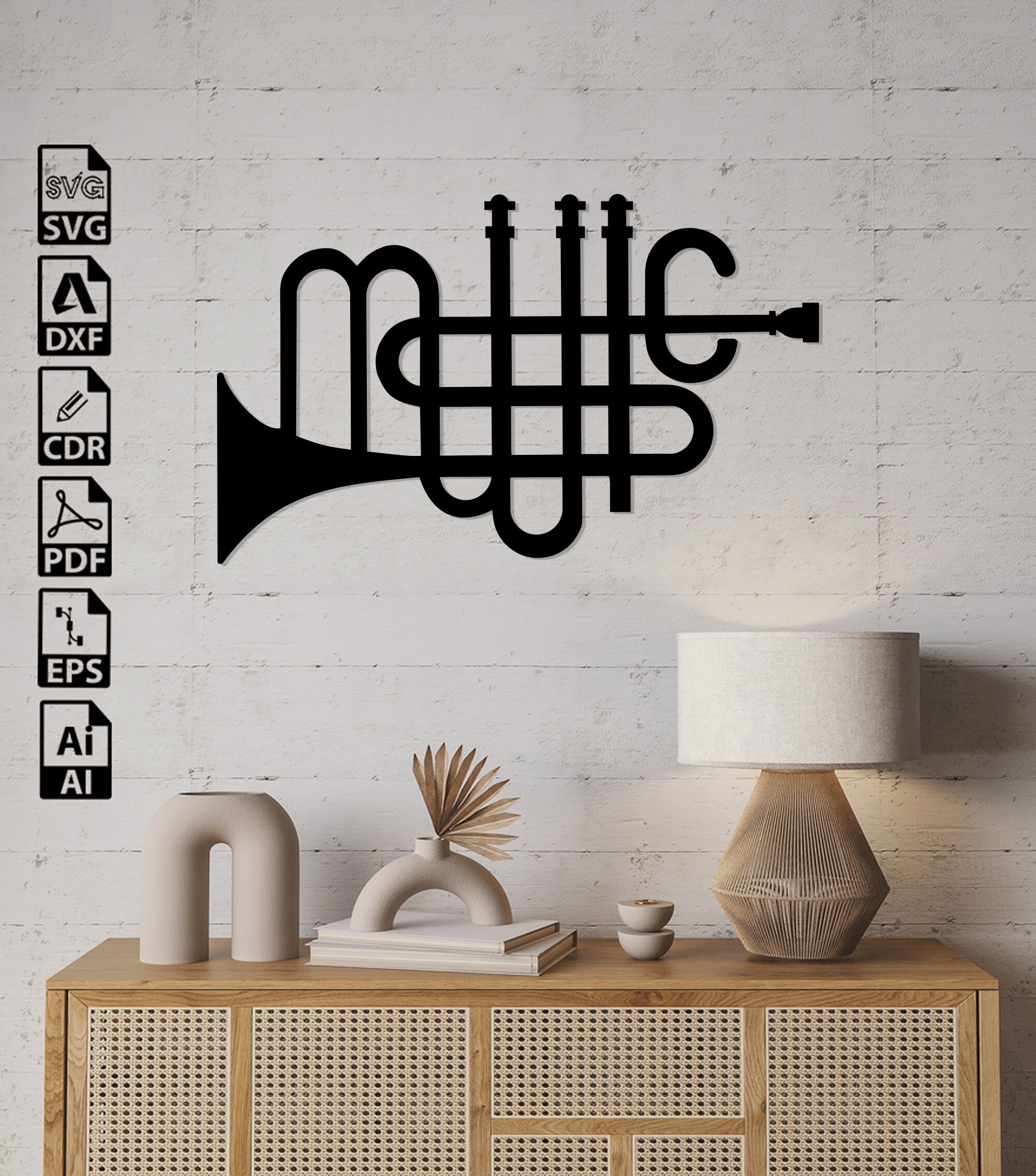 Trumpet Music Laser Cut File: SVG DXF CNC Vector (digital Download) - Etsy
