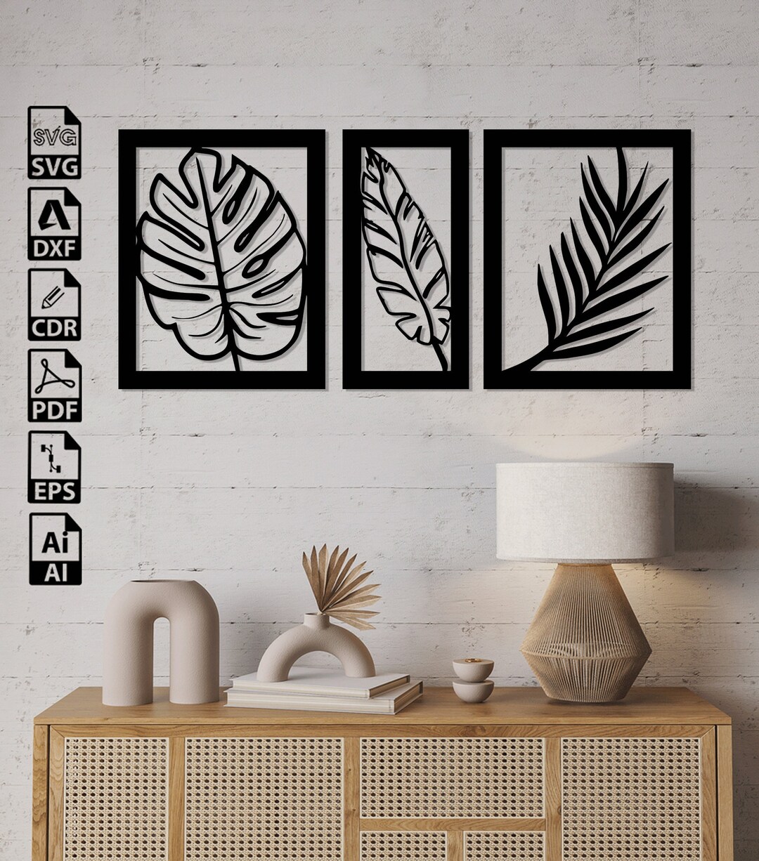 Monstera Leaf Flowers Laser Cut SVG DXF Files – Cricut, CNC, Wall Art ...
