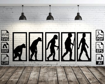 Human Evolution Svg, Workers Png Dxf, Monkey Hunter Computer, Printable ...