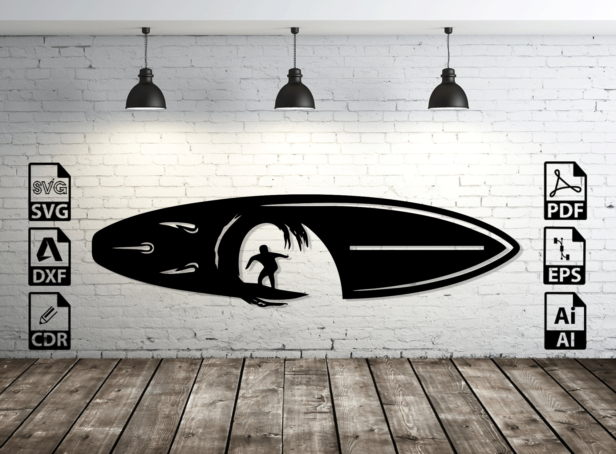 Surfboard Sea Beach Dxf Svg Pdf Digital Download Laser Cut Cnc Cutting Router Files Cricut
