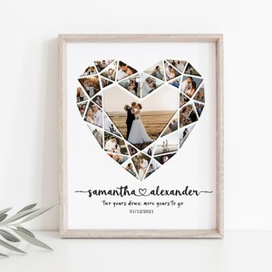 2 Year Anniversary Gift for Boyfriend, Personalized Heart Photo Collage Gift, 2nd Anniversary Gift for Husband, Two Year Anniversary Collage