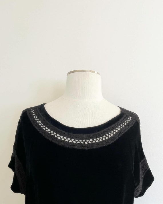 Vintage NICOLE FARHI black VELVET dress c1990 - image 3