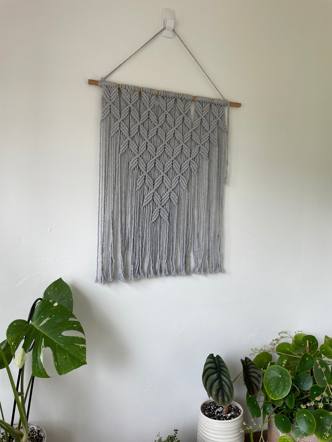 Grey Macrame Wall Hanging Etsy