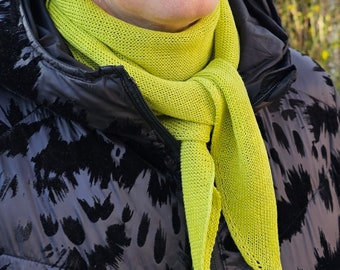 Linen SCARF, Knitted scarf, Unisex scarf, Linen summer scarf, Organic linen accessories, Linen scarf, Pistachio green color scarf