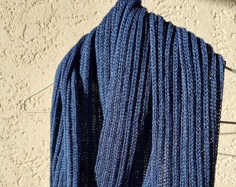 BLUE SCARF, wide warm scarf, unisex warm scarf, linen winter scarf, warm neck warmer, blue warm scarf