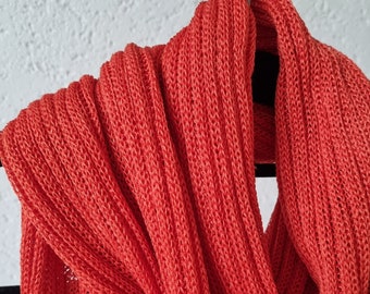 WARM SCARF, Knitted winter scarf, Ribbed knit scarf, Durable scarf in red, Unisex winter scarf, Winter clothing
