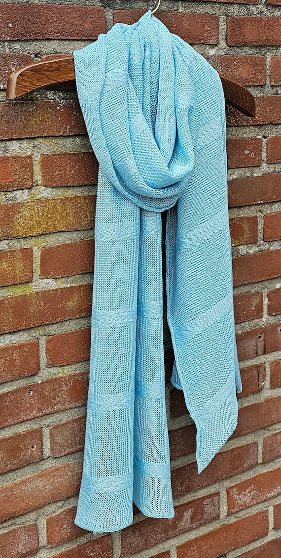 Light Blue Linen Scarf, SUMMER SCARF, Plant-based Scarf With