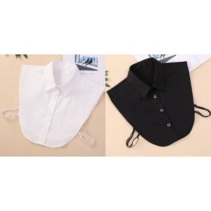 Double Fake Collar / Removable Fake Collar / White And Black Half Shirt Collar /  Half Fake Dickie Collar