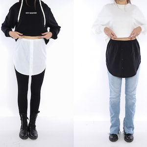Double Skirt Shirt Extender, White And Black Skirt Extended, Shirt Extender, Mini Shirt Skirt, Inner Skirt Women, Extend Shirt